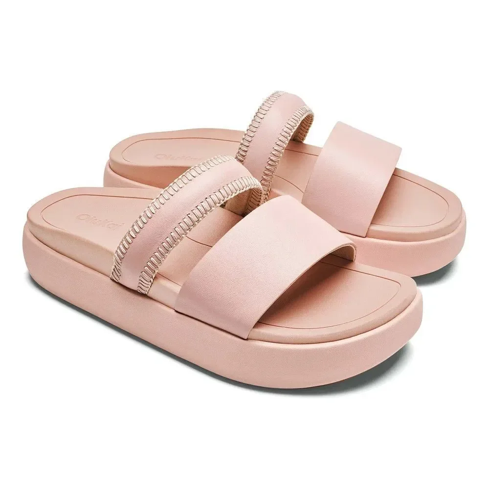 Women's OluKai PAE 2-Strap Leather Platform Sandals in Soft Pink Size 9 - Picture 3 of 13